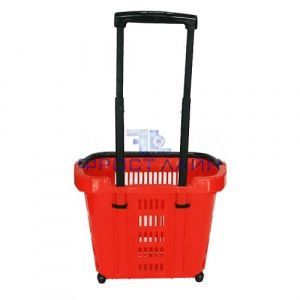 Корзина-тележка на колесах пластиковая PBT34-RD, 34л. красная