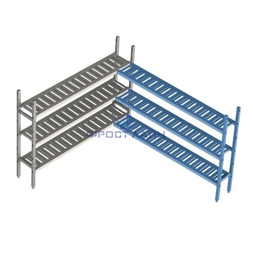 Стеллаж LOAD.ME.POLY 16AL.3PP40.15C 1530х400х (h) 1600 мм, 3 ур. полок (Polair) Доп. угловая секция