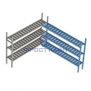 Стеллаж LOAD.ME.POLY 16AL.3PP40.15C 1530х400х (h) 1600 мм, 3 ур. полок (Polair) Доп. угловая секция
