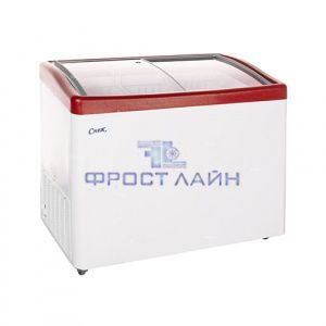 Ларь морозильный МЛГ-350 красный (гнутое стекло, 292 л.)